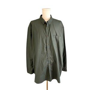 FOUNDRY Men's 4XLT Big & Tall Green Cotton Button-Down Long Sleeve Casual Shirt